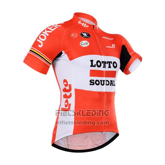 2015 Fietskleding Lotto Soudal Wit Rood Korte Mouwen en Koersbroek